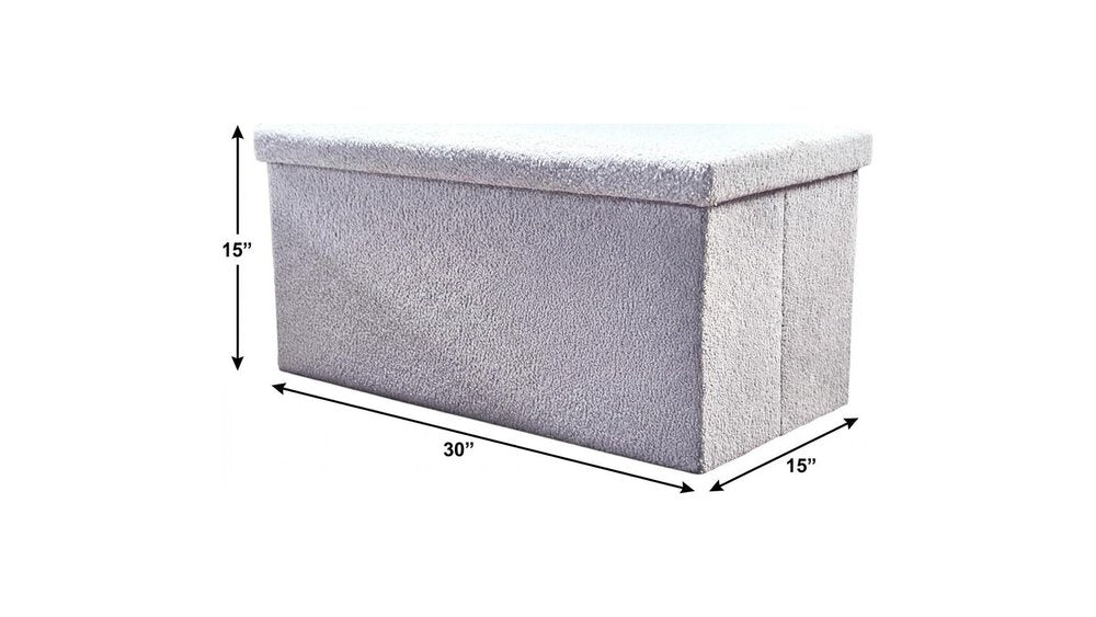 30" Black Boucle Storage Ottoman