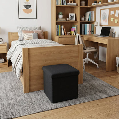 12" Black Boucle Cube Storage Ottoman