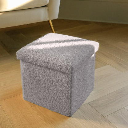 12" Black Boucle Cube Storage Ottoman