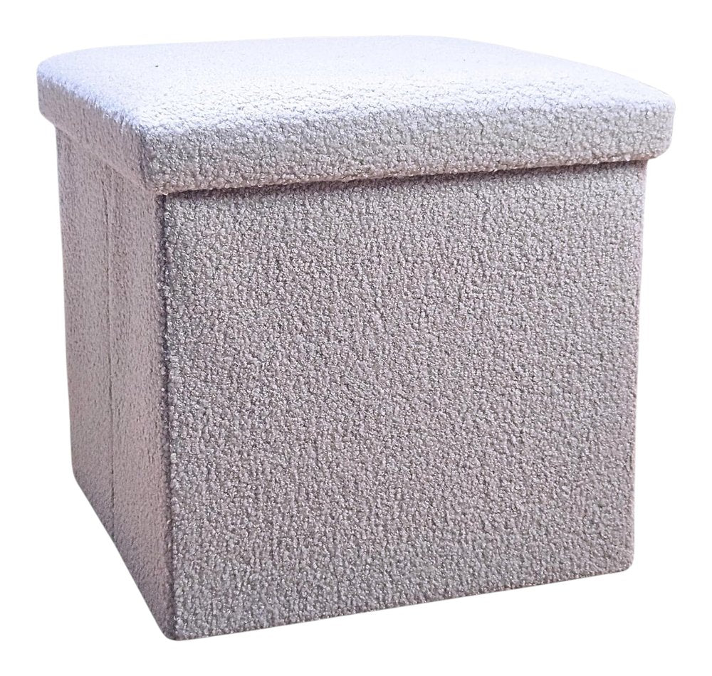 12" Black Boucle Cube Storage Ottoman