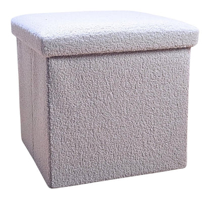12" Black Boucle Cube Storage Ottoman