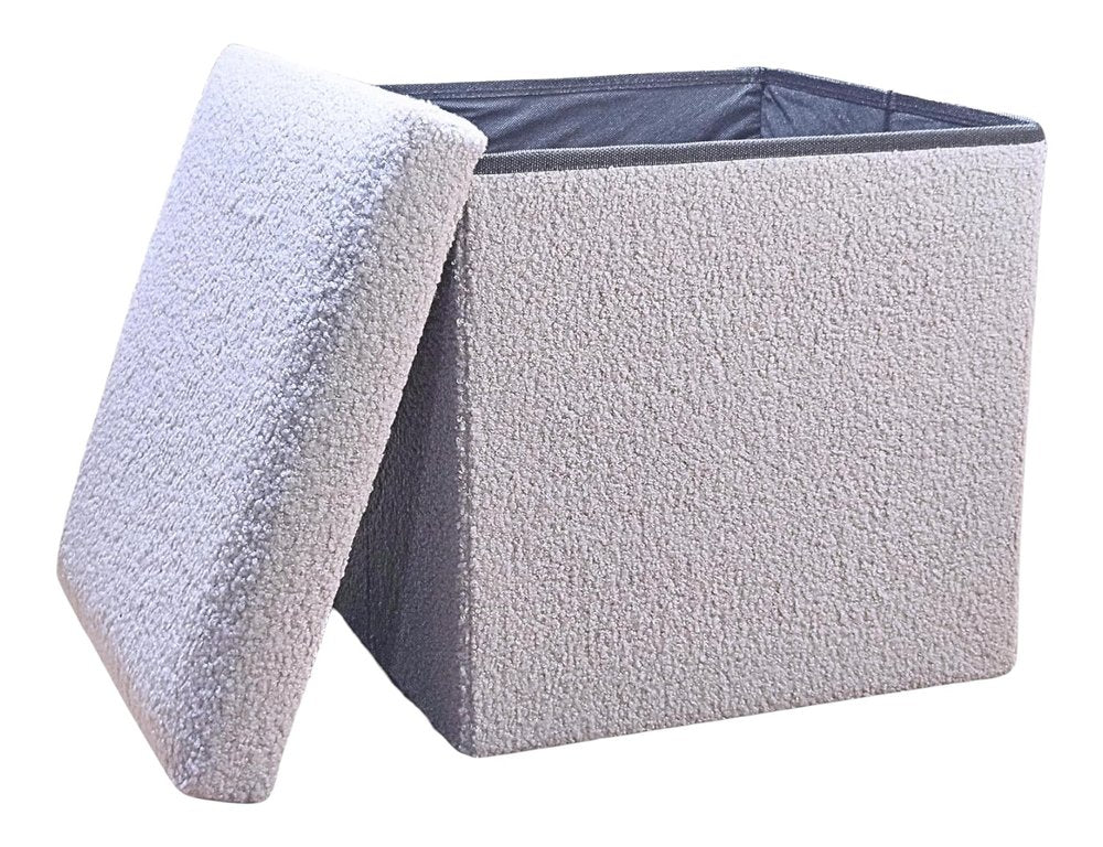 12" Black Boucle Cube Storage Ottoman