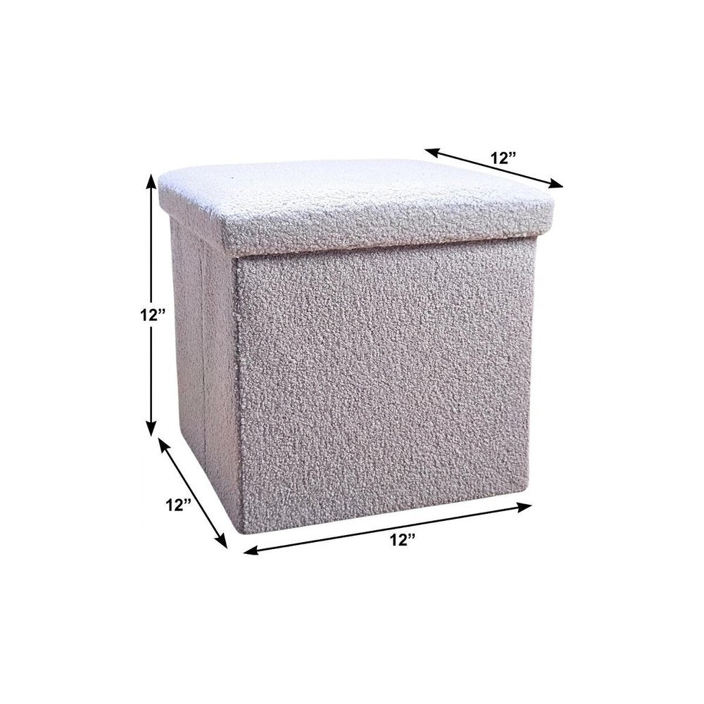 12" Black Boucle Cube Storage Ottoman