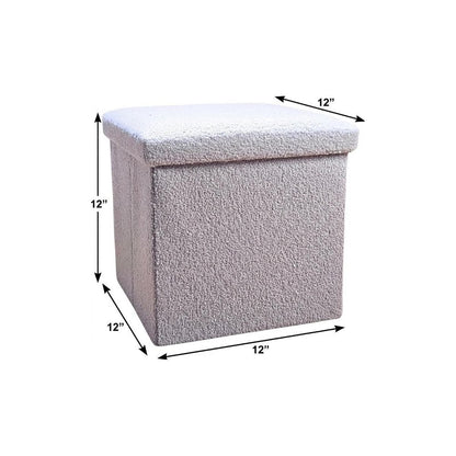 12" Black Boucle Cube Storage Ottoman