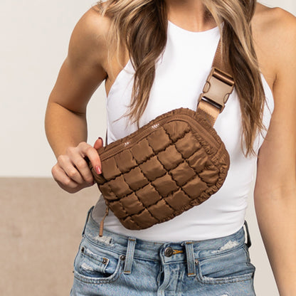 Evyn Quilted Puffer Sling Crossbody Belt Bum Fanny Waist Bag
