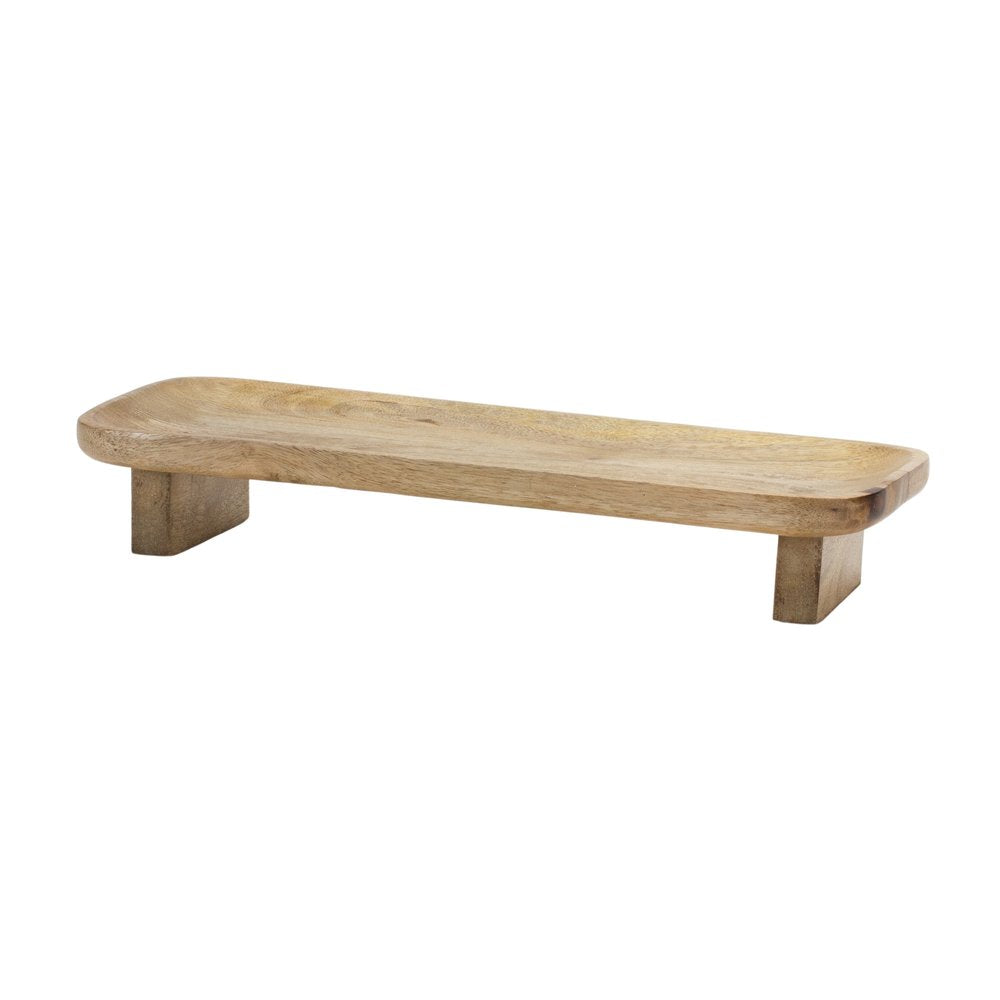 Set of Two Natural Solid Wood Riser Trinket Trays