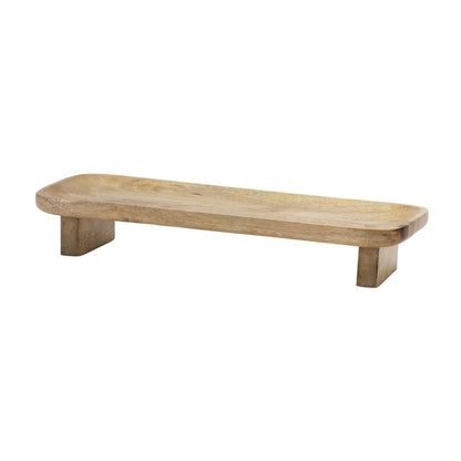 Set of Two Natural Solid Wood Riser Trinket Trays