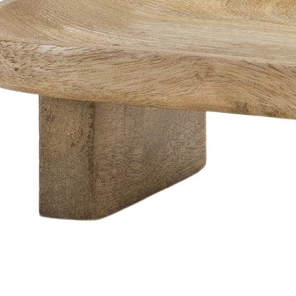 Set of Two Natural Solid Wood Riser Trinket Trays