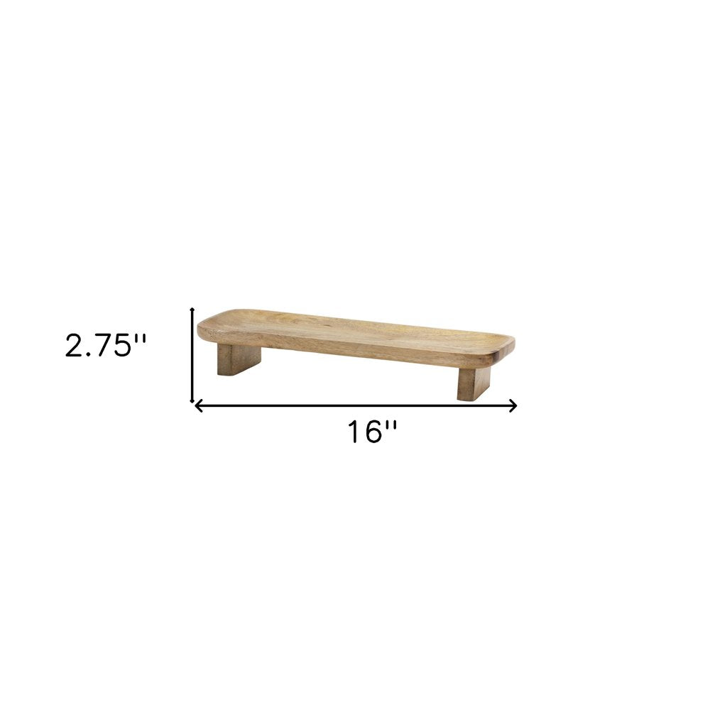 Set of Two Natural Solid Wood Riser Trinket Trays