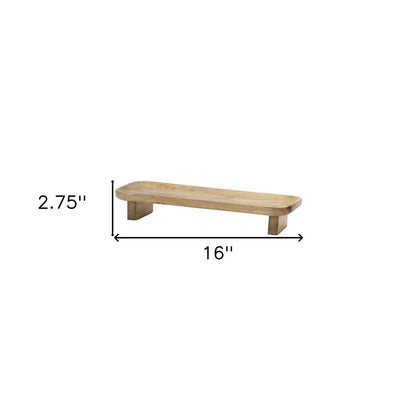 Set of Two Natural Solid Wood Riser Trinket Trays