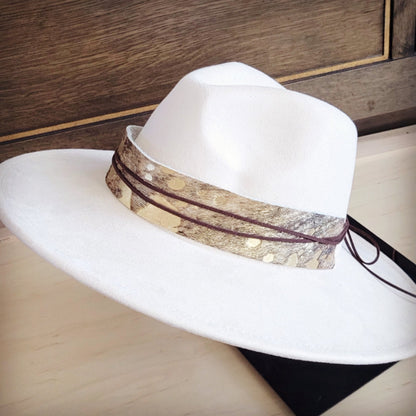 Wide Hair Hide Mixed Metallic Hat Band Only 954e