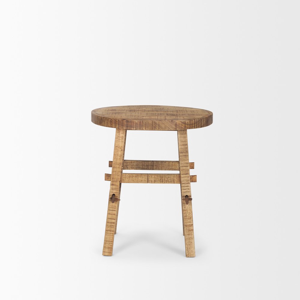 23" Brown Distressed Solid Wood End Table