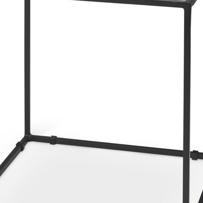 20" White and Black Marble and Metal Square Frame End Table