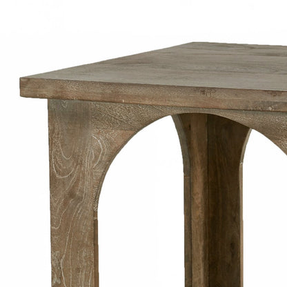 24" Brown Distressed Solid Wood Square Floor Shelf End Table