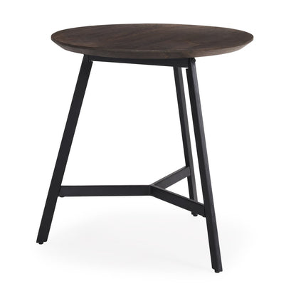 23" Espresso and Black Solid Wood and Metal Tray Table
