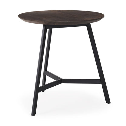 23" Espresso and Black Solid Wood and Metal Tray Table