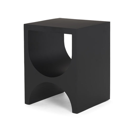 22" Black Iron Square Sled End Table