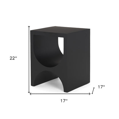 22" Black Iron Square Sled End Table