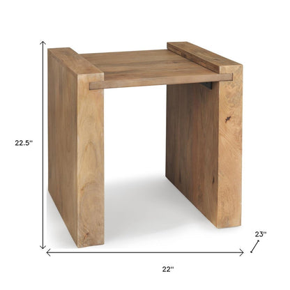 23" Natural Distressed Solid Wood Sled End Table