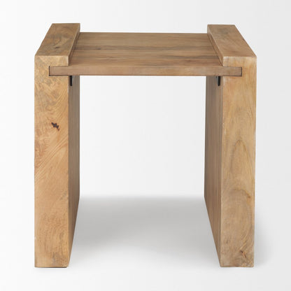 23" Natural Distressed Solid Wood Sled End Table