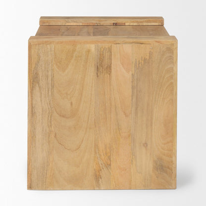 23" Natural Distressed Solid Wood Sled End Table