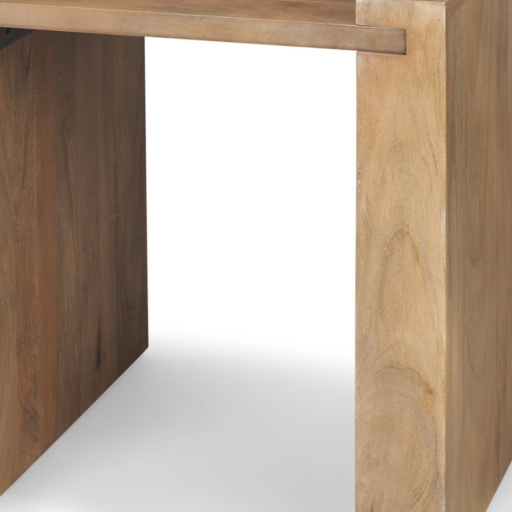 23" Natural Distressed Solid Wood Sled End Table