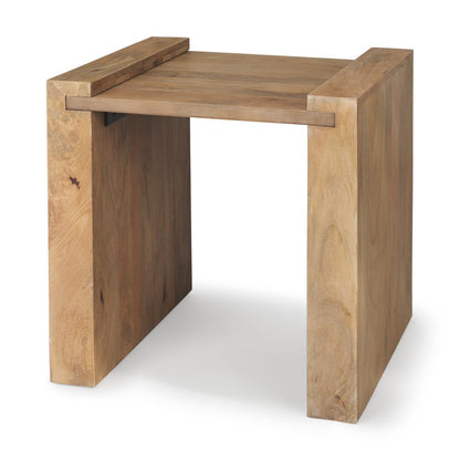 23" Natural Distressed Solid Wood Sled End Table