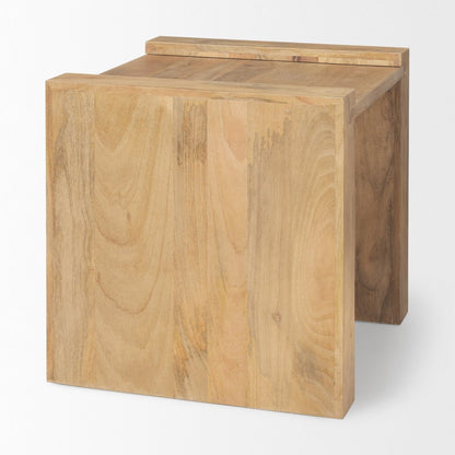 23" Natural Distressed Solid Wood Sled End Table
