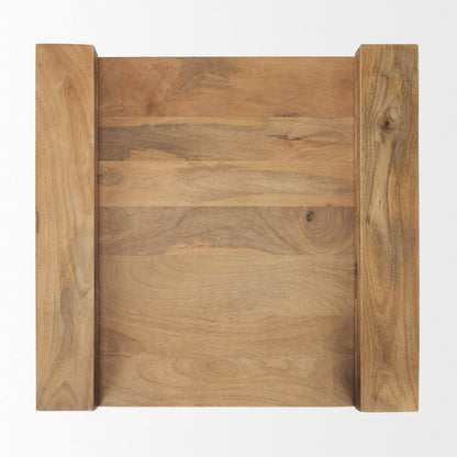 23" Natural Distressed Solid Wood Sled End Table