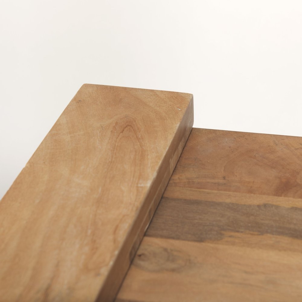 23" Natural Distressed Solid Wood Sled End Table