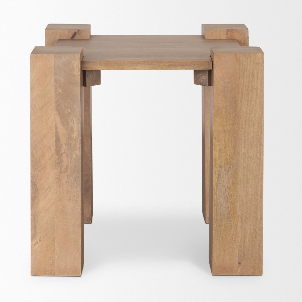 22" Natural Distressed Solid Wood Square End Table