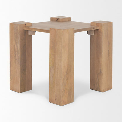 22" Natural Distressed Solid Wood Square End Table