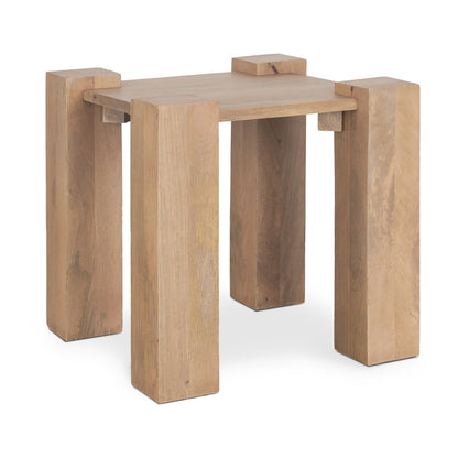 22" Natural Distressed Solid Wood Square End Table