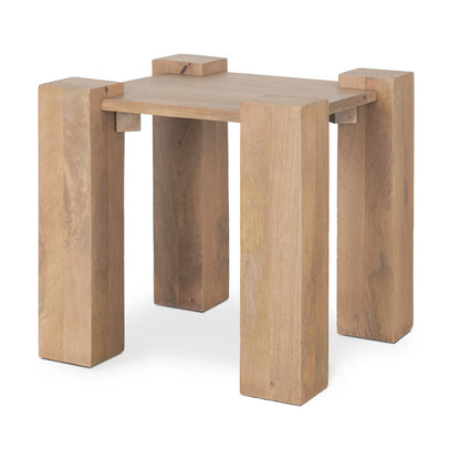 22" Natural Distressed Solid Wood Square End Table