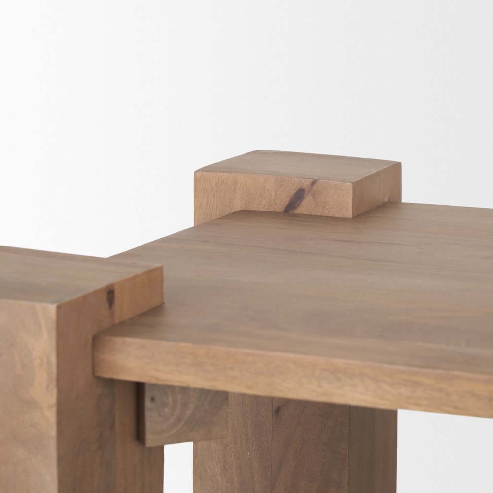 22" Natural Distressed Solid Wood Square End Table