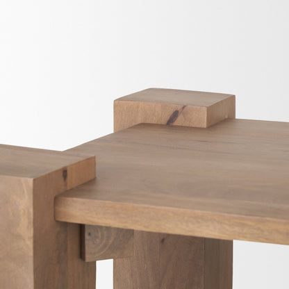 22" Natural Distressed Solid Wood Square End Table