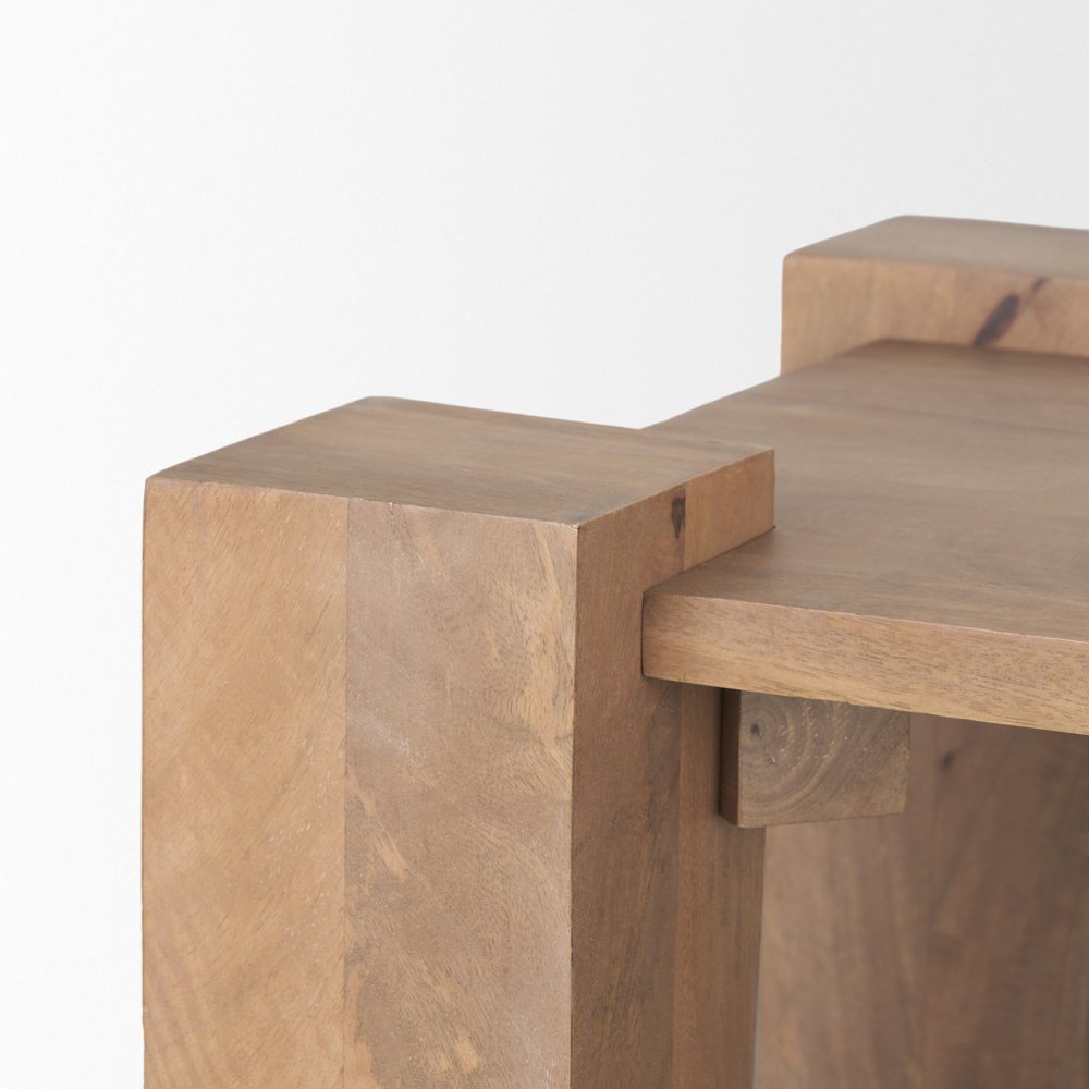 22" Natural Distressed Solid Wood Square End Table