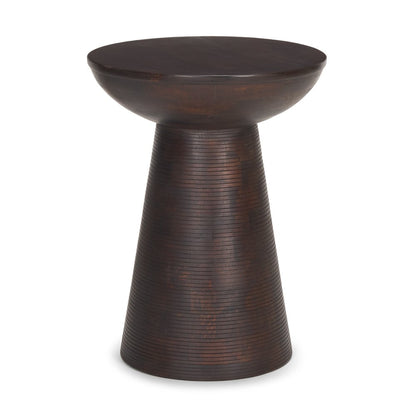 21" Redwood Solid Wood Round Pedestal End Table