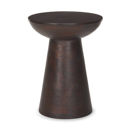 21" Redwood Solid Wood Round Pedestal End Table