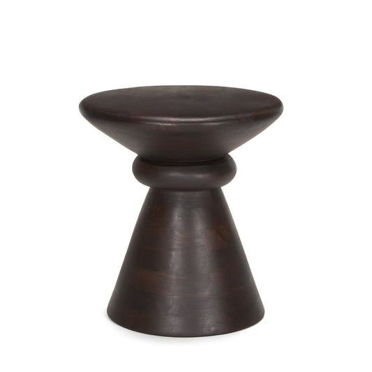 18" Dark Brown Solid Wood Round Pedestal End Table