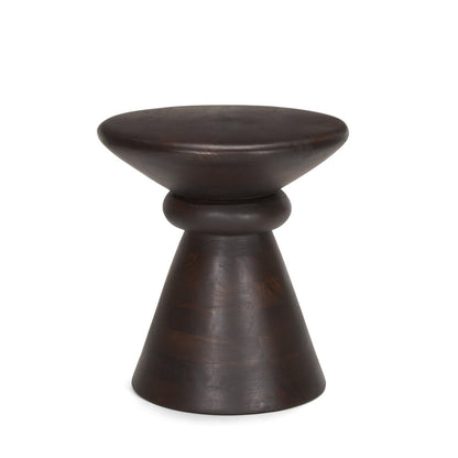 18" Dark Brown Solid Wood Round Pedestal End Table