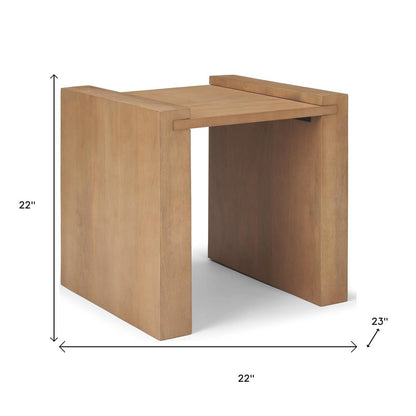 22" Natural Solid Wood Square Sled End Table