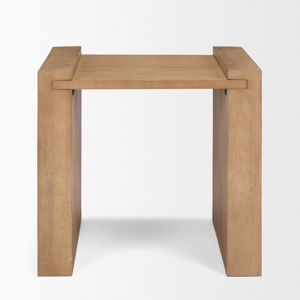 22" Natural Solid Wood Square Sled End Table