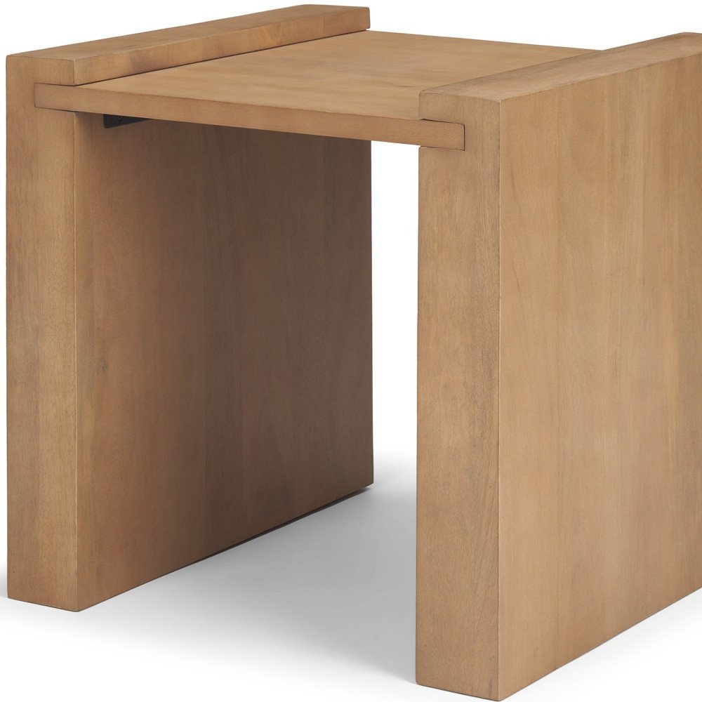 22" Natural Solid Wood Square Sled End Table