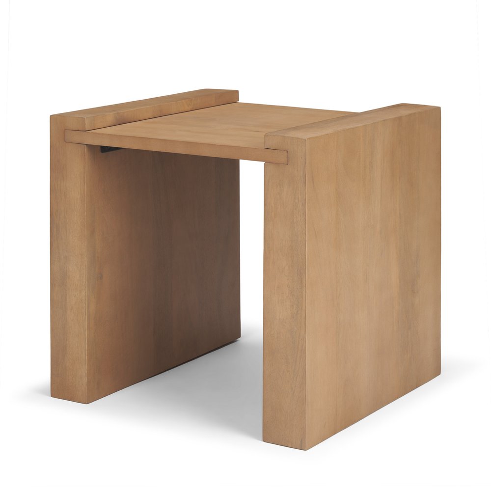 22" Natural Solid Wood Square Sled End Table