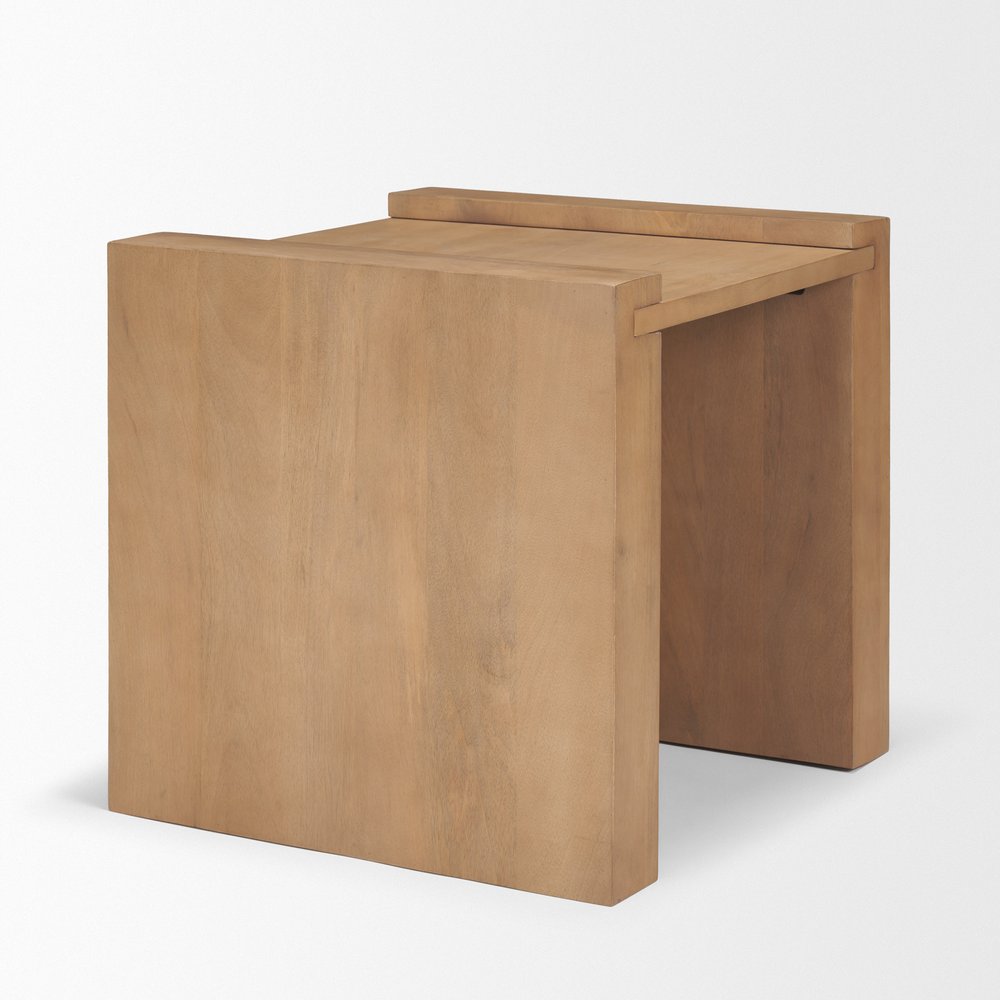 22" Natural Solid Wood Square Sled End Table