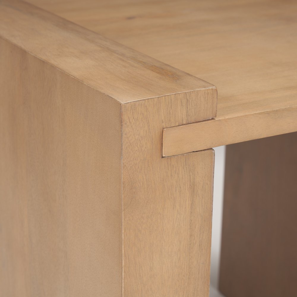 22" Natural Solid Wood Square Sled End Table