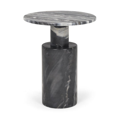 16" Gray Stone and Wood Tray Table