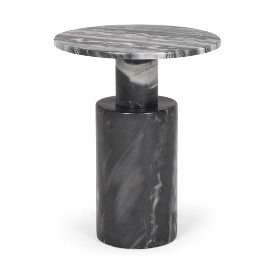 16" Gray Stone and Wood Tray Table