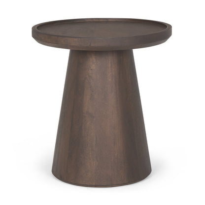 19" Dark Brown Solid Wood Tray Table